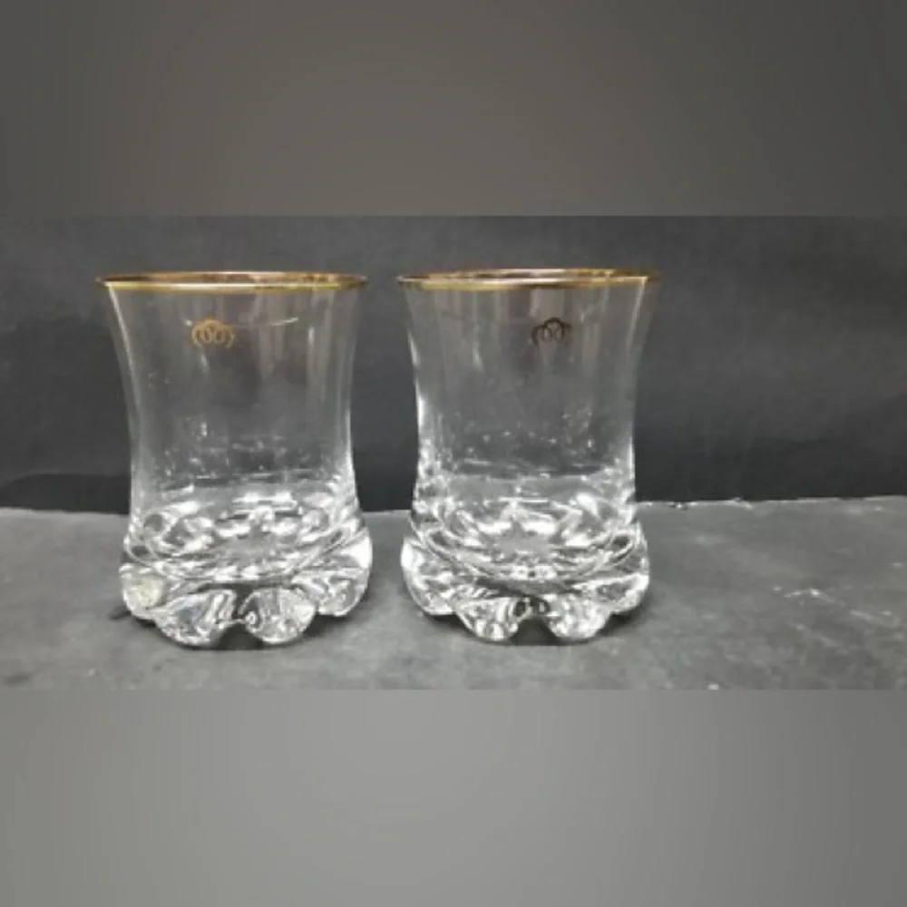 Crown Royal Gold Rimmed Glass Tumblers- Crown Royal Glassware ( Vintage)